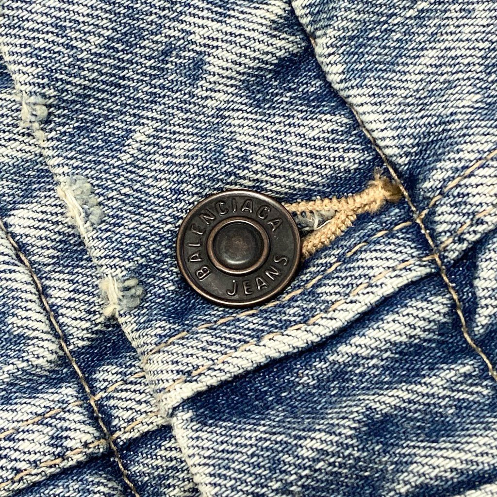 29a9 BALENCIAGA バレンシアガ デニムジャケット Gジャン オーバーサイズ 変形デザイン ショート丈 メンズ 紳士服 36 ブルー系o07t