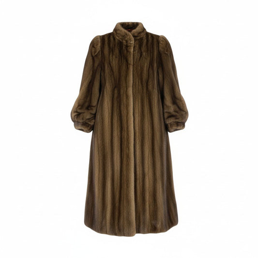 54L4 SAGA MINK サガミンク 銀サガ デミバフミンク 超ロングコート 丈118cm サイズF ブラウン 最高級本毛皮 MINK FUR 裏地刺繍t18r