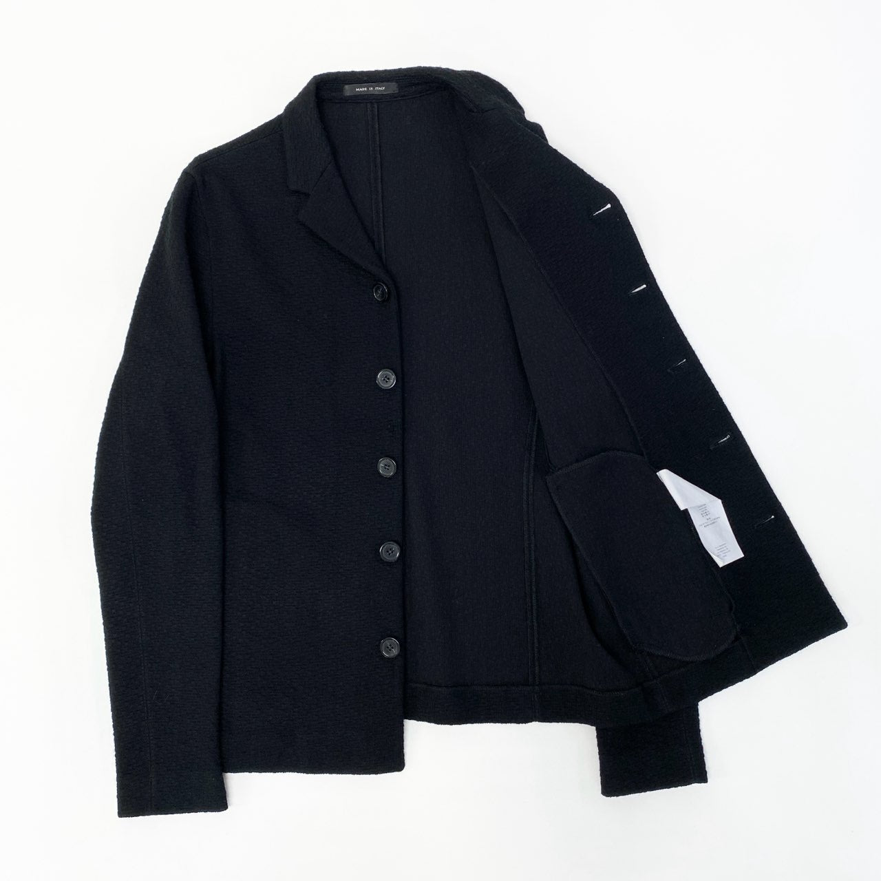 60c6 EMPORIO ARMANI エンポリオアルマーニ テーラードジャケット ブレザー エンボス加工 48サイズ ブラック メンズ 男性用u02t