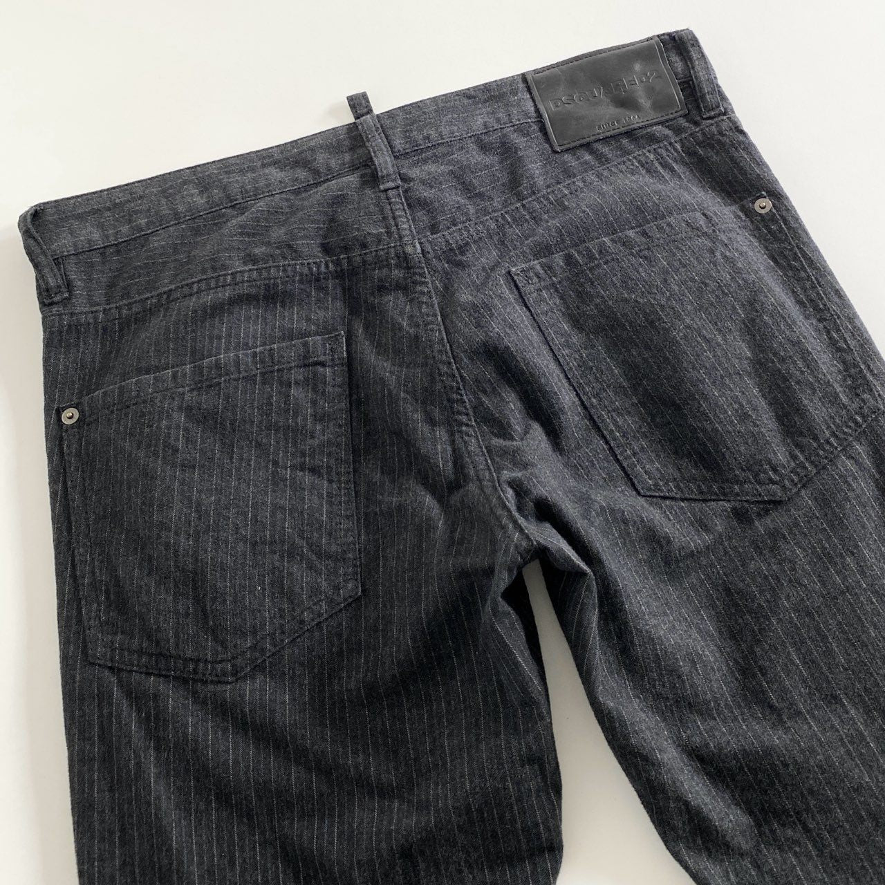 12d15 《美品》 DSQUARED2 ディースクエアード イタリア製 S71LB0564 COOL GUY JEAN ストレートテーパードパンツ ボトム 46 グレー ストライプ コットン