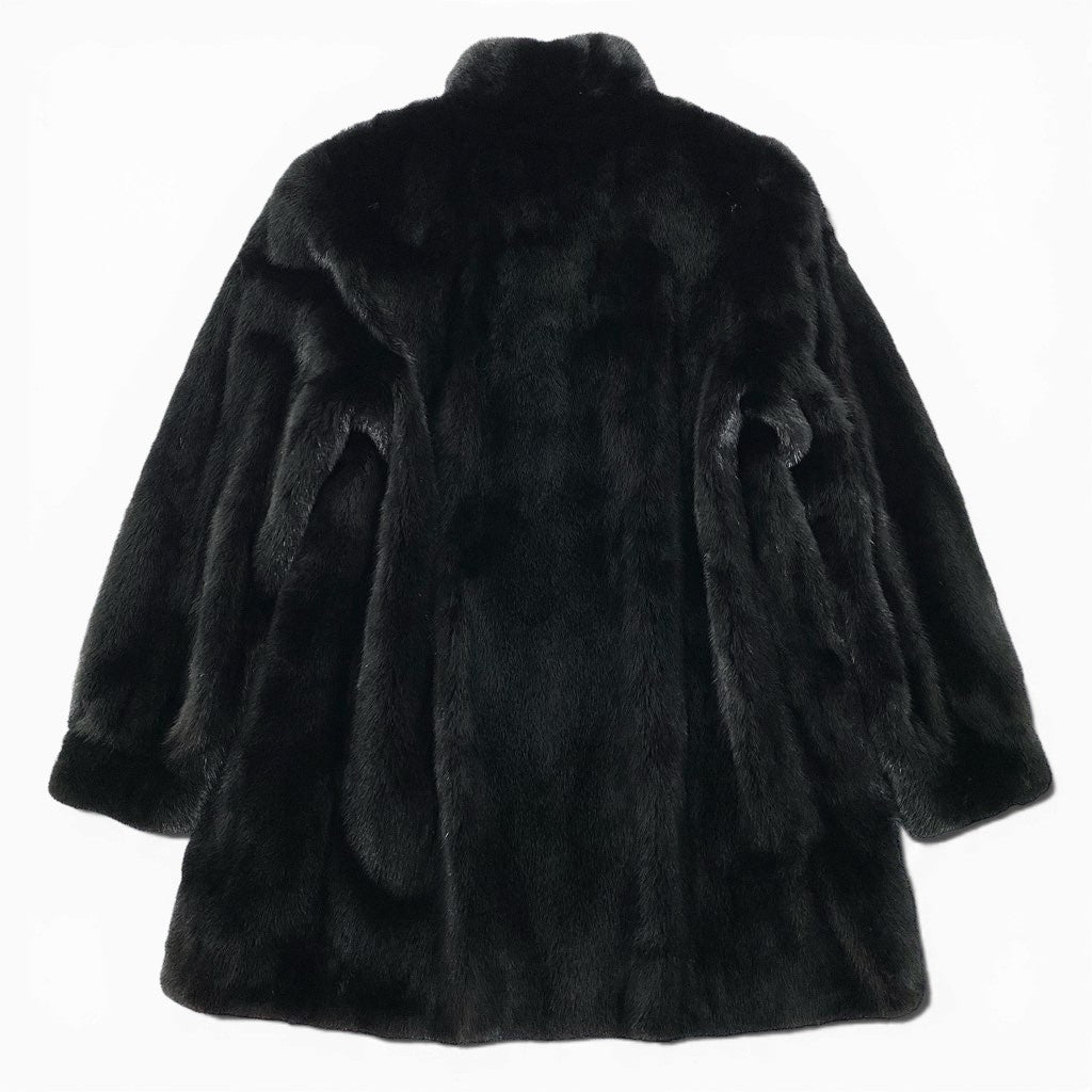 16l27 AMERICAN FUR AWARDS アメリカンファーアワード 4つ星 ダークミンク ファーコート サイズF ブラック 最高級本毛皮 タグ付t18r