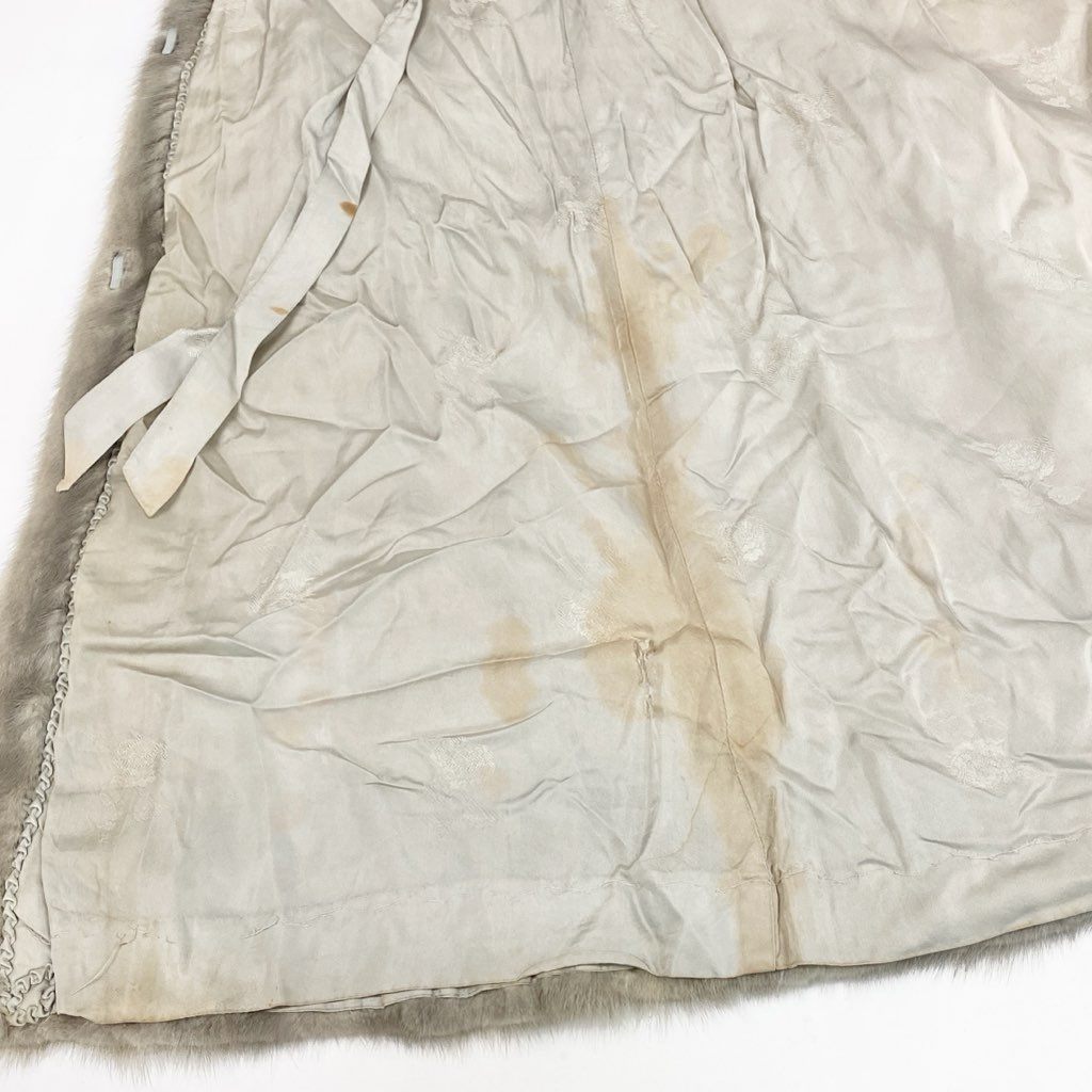 71L15 サファイアミンク 丈110cm 超ロングコート サイズ11号 シルバーグレー 本毛皮 MINK FUR ポケット有t18r