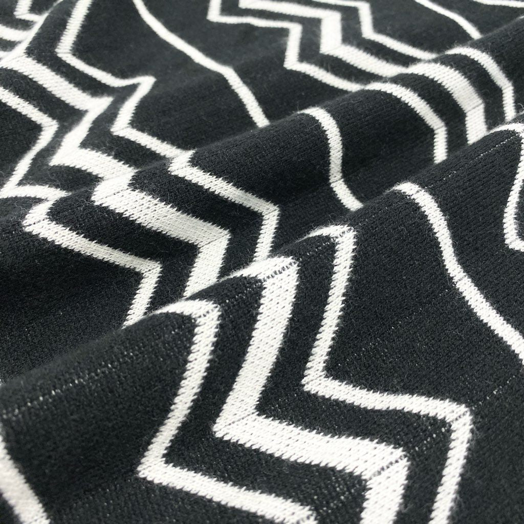 1a8 【未使用保管品】 LAUREN RALPH LAUREN ローレンラルフローレン ニットベスト ノースリーブニット Vネック シェブロン柄 モノトーン レディース M ブラック ホワイトu02t