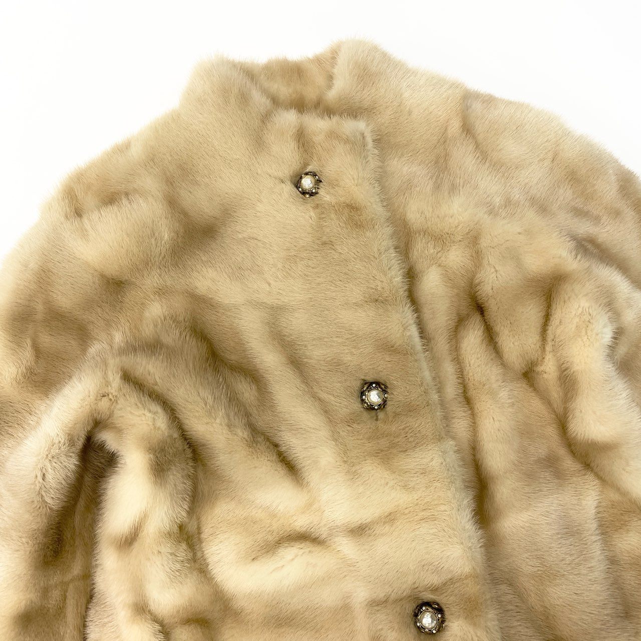 51c14 パールミンク ファーコート サイズF ホワイト 本毛皮 Pearl Mink Fur Coat リアルファー 毛質◎t18r