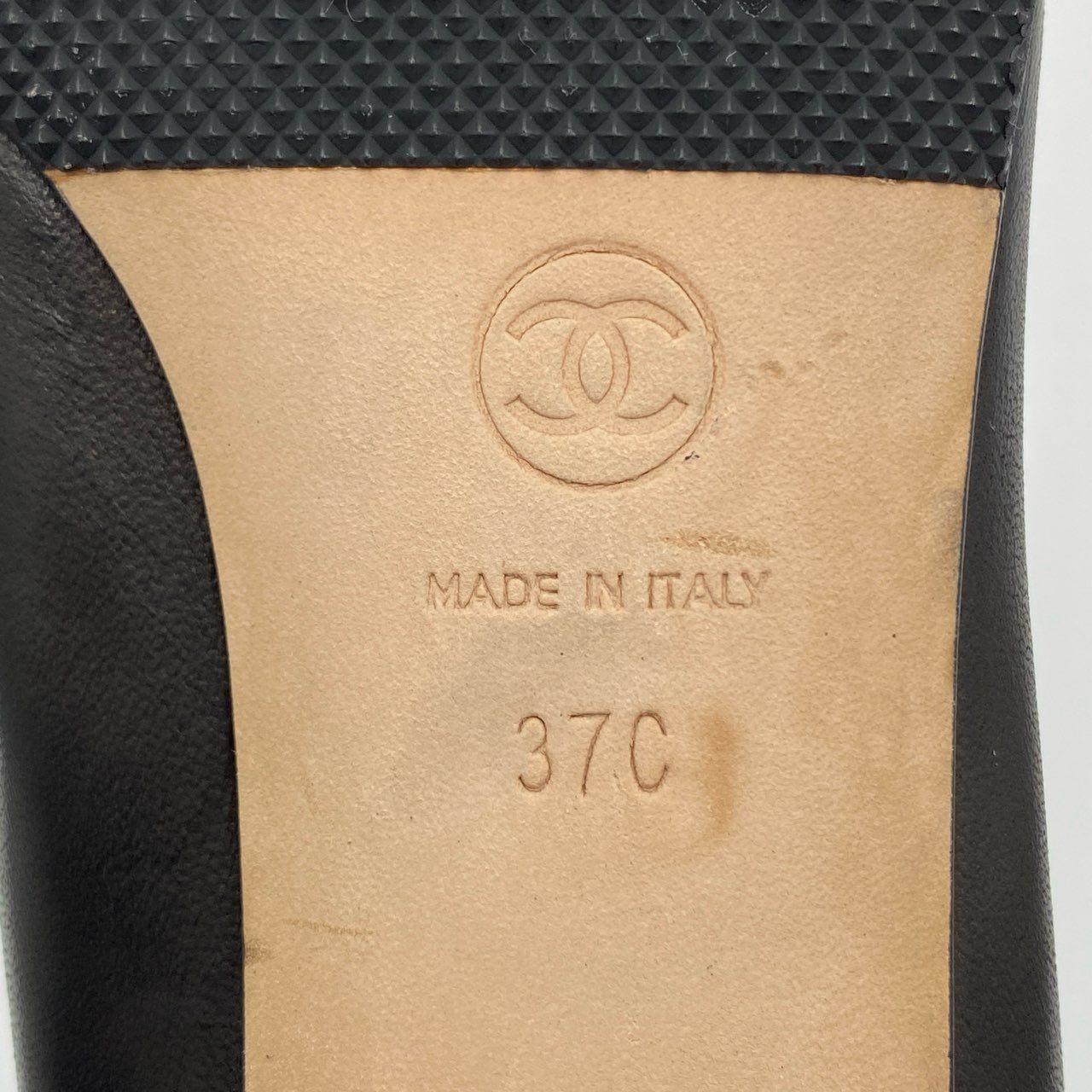 5h29《美品》 CHANEL シャネル ココマーク フリルレザー バレエシューズ G26480 37 ブラック ラムレザー フラットパンプス バレリーナ 箱 保存袋付属t18r