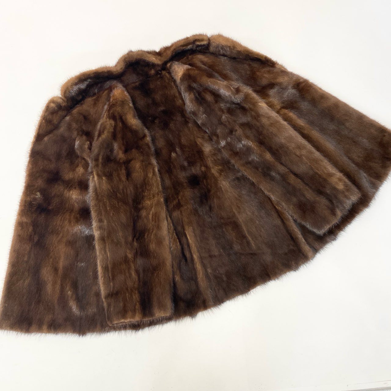 86c4 パステルミンク ファーコート サイズ15 ブラウン 本毛皮 Pastel Mink Fur Coat 毛並み◎t18r