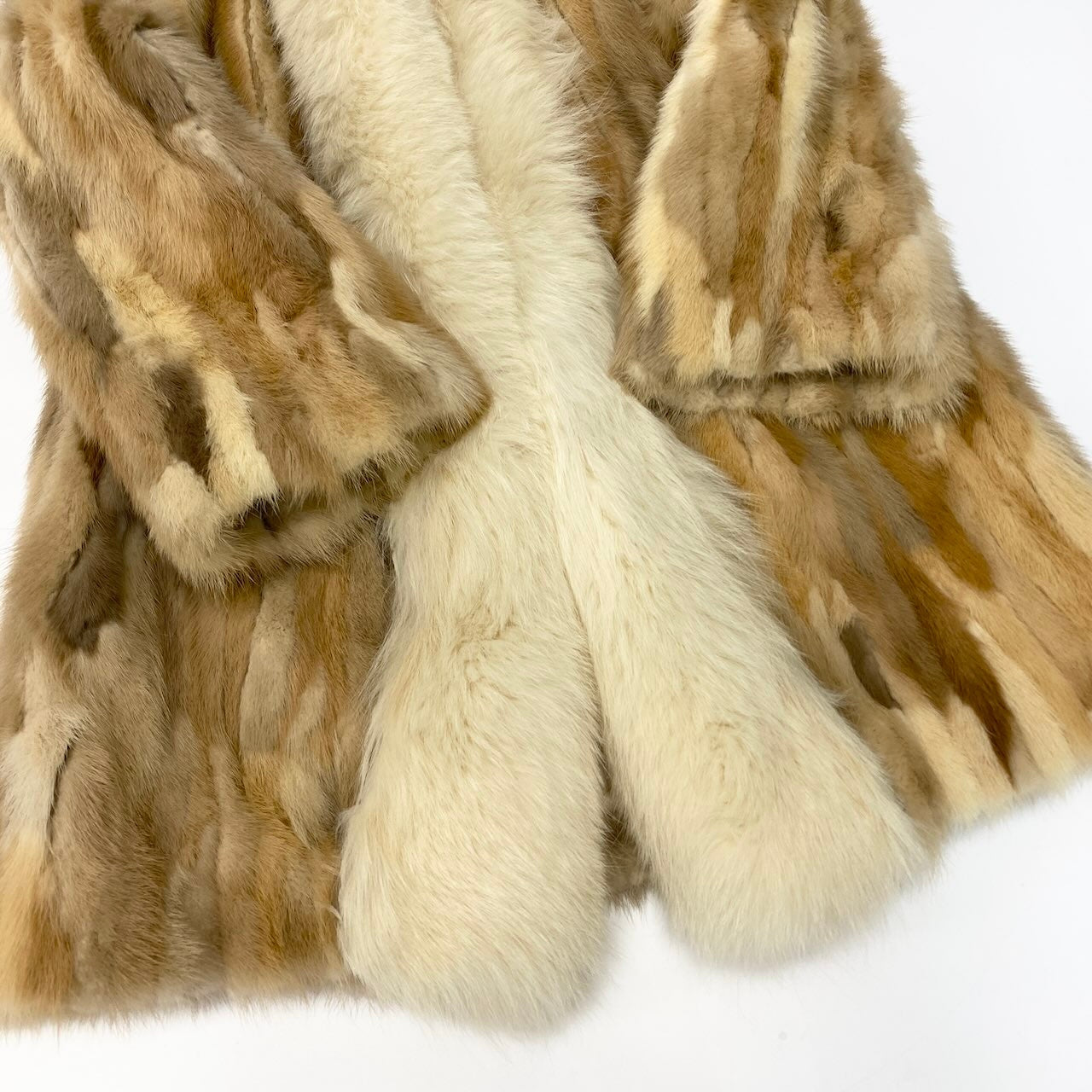 32d2 Catherine J.Guilbert フォックス×ミンク ファーコート 毛皮コートジャケット アウター アイボリー フォックス ミンク レディース 女性用k02i