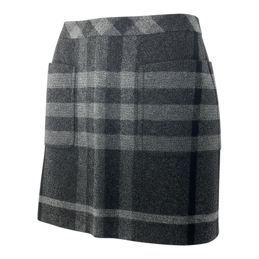 Id27 BURBERRY LONDON バーバリー ウールスカート 台形スカート ミニ チェック柄 サイズ40 グレー系 レディース 女性服u02t