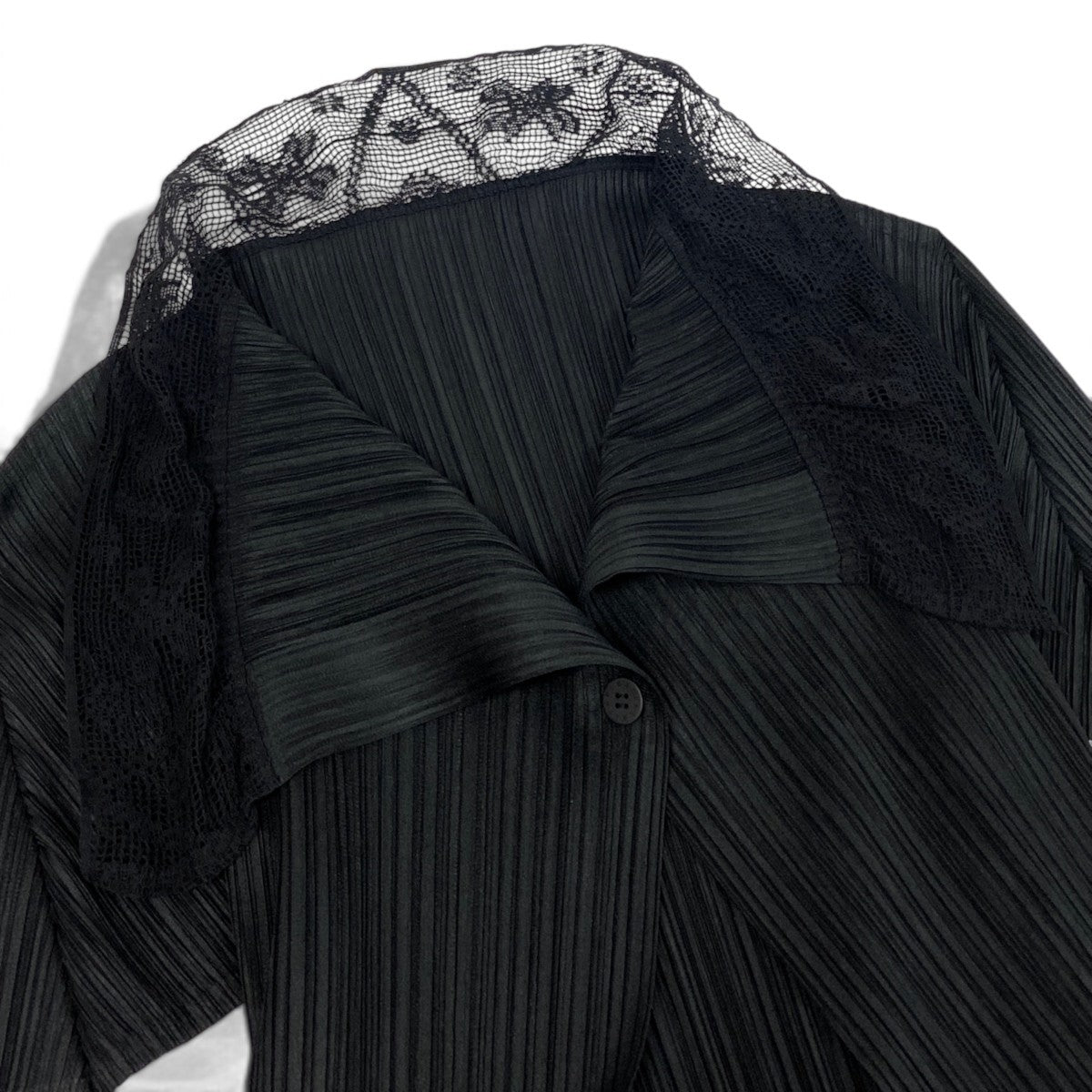 h13【新品保管品】PLEATSPLEASE プリーツプリーズ 新品デッドストック レース切替 スカートセットアップ PP03-J0605 3サイズ ブラック ポリエステル コットン100％ レディース 女性用ta1