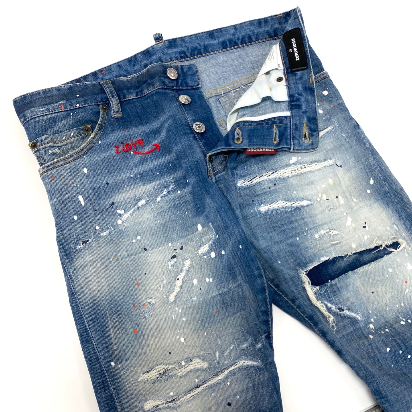 21i29 《美品》DSQUARED2 ディースクエアード Sexy Twist Jean セクシーツイスト デニムパンツ ボトムス ヴィテージ加工 S71LB1028 S30342 46サイズ ネイビー メンズu02t