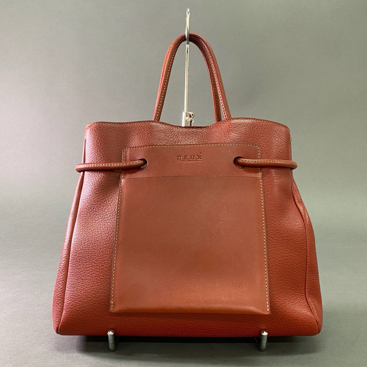 Aj28 DEUX de Delvaux デルヴォー レザーハンドバッグ レッド leather トートバッグ 本革 カバン 鞄 Hand Bag