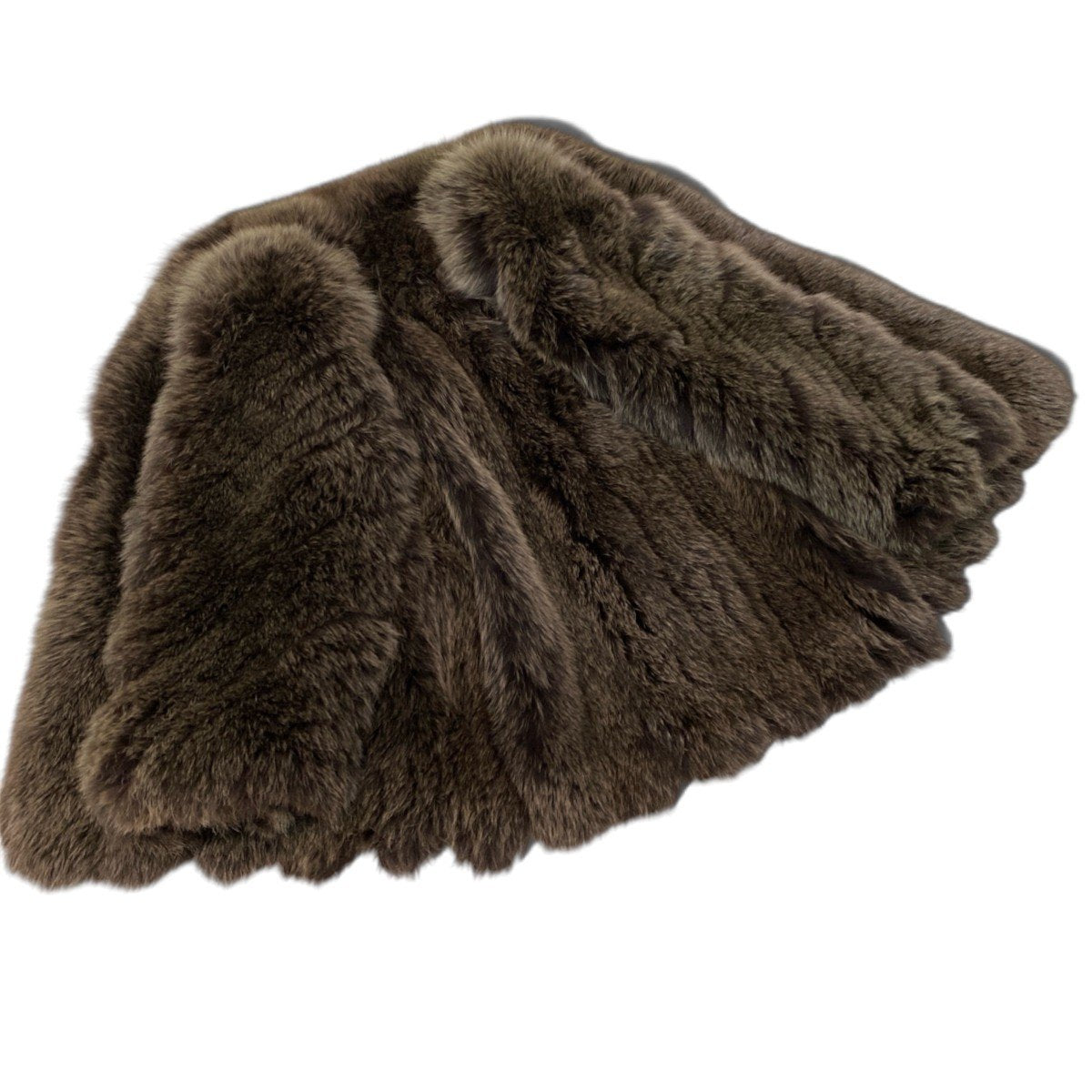 64i16 シルバーフォックス ファーコート サイズ13 茶系 本毛皮 Fox Fur Coat リアルファーt18r