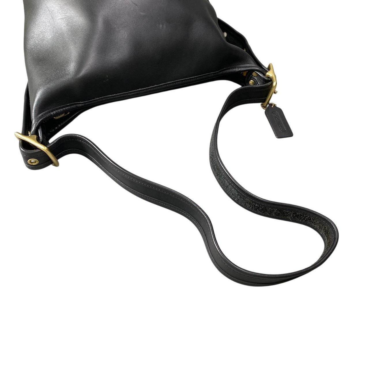f12《美品》 COACH コーチ オールド レザー ショルダーバッグ Old Coach Shoulder Bag J6I / 9953 ブラック Vintage ヴィンテージt18r