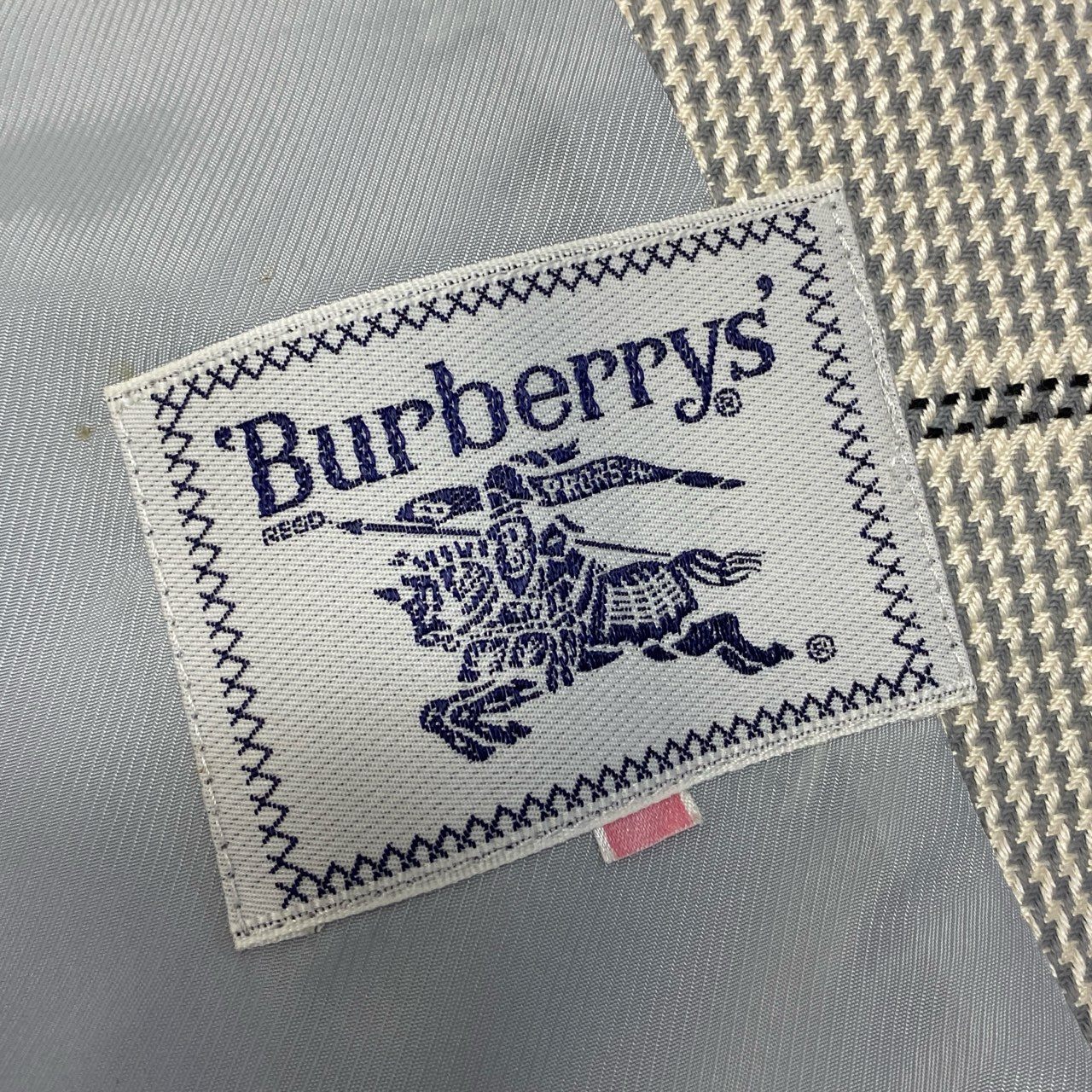 5c5 Vintage Burberrys バーバリーズ スカートスーツ セットアップ 装飾ボタン ノーカラー 11 グレー系 チェック レディースu02t