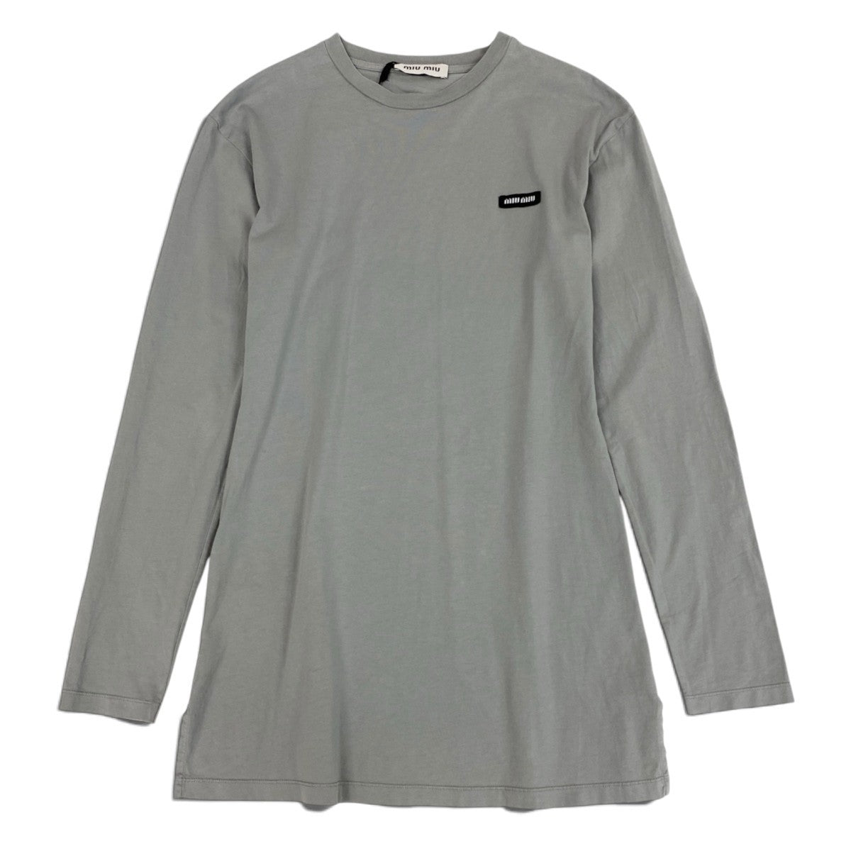 Ii4 【未使用タグ付】 miu miu ミュウミュウ 2024年 ロゴTシャツ カットソー サイズM グレー コットン100％ レディースk02i