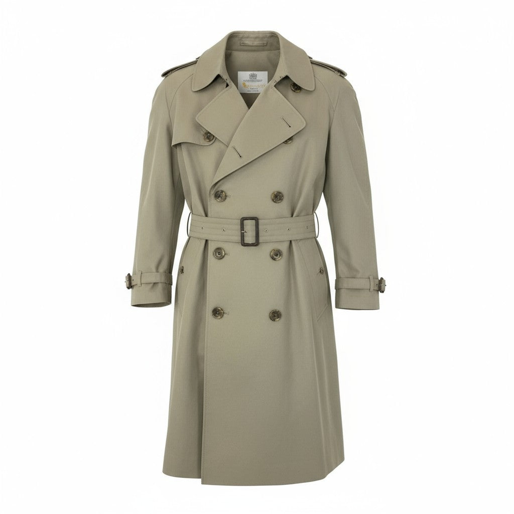 40k18 Aquascutum OF LONDON アクアスキュータム 英国製 トレンチコート ロングコート 裏地チェック メンズ 紳士服 アウター カーキu02t