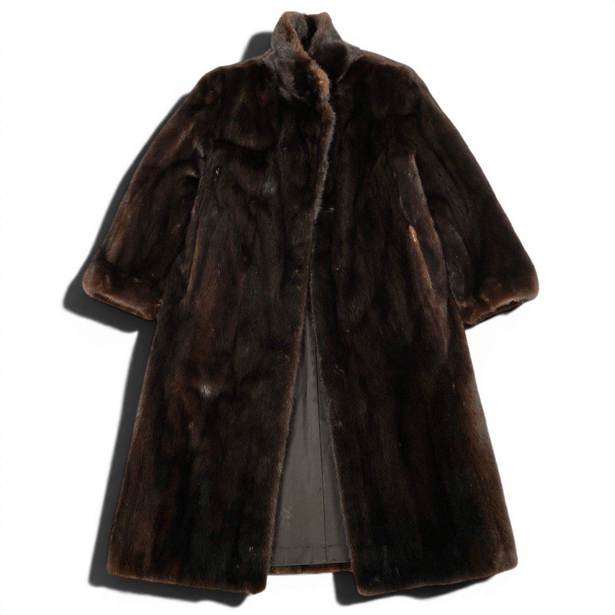 86f11 MIO ダークミンク 超ロングコート 丈110cm サイズF ブラウン 本毛皮 Dark Mink Long Coat リアルファーt18r