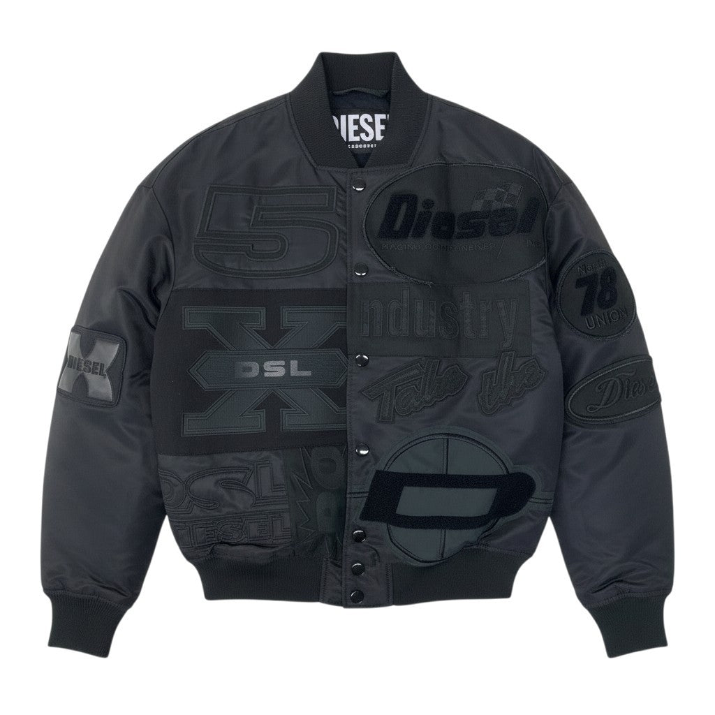 25g14 DIESEL ディーゼル J-BULC-PATCH JACKET ボンバージャケット スタジャン パッチワークデザイン A04982 サイズM ブラック メンズu02t