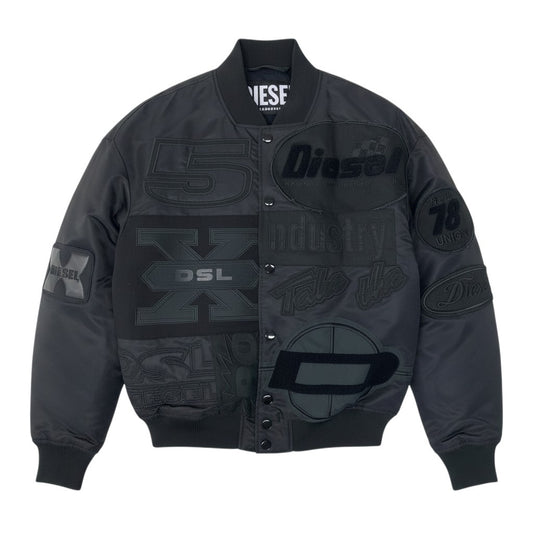 25g14 DIESEL ディーゼル J-BULC-PATCH JACKET ボンバージャケット スタジャン パッチワークデザイン A04982 サイズM ブラック メンズu02t