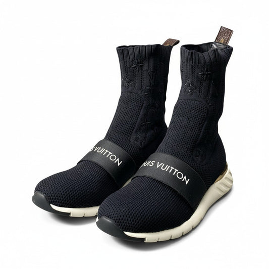 d13 LOUIS VUITTON ルイヴィトン アフターゲームライン モノグラム ソックススニーカー サイズ37 ブラック シューズ 箱 保存袋有t18r