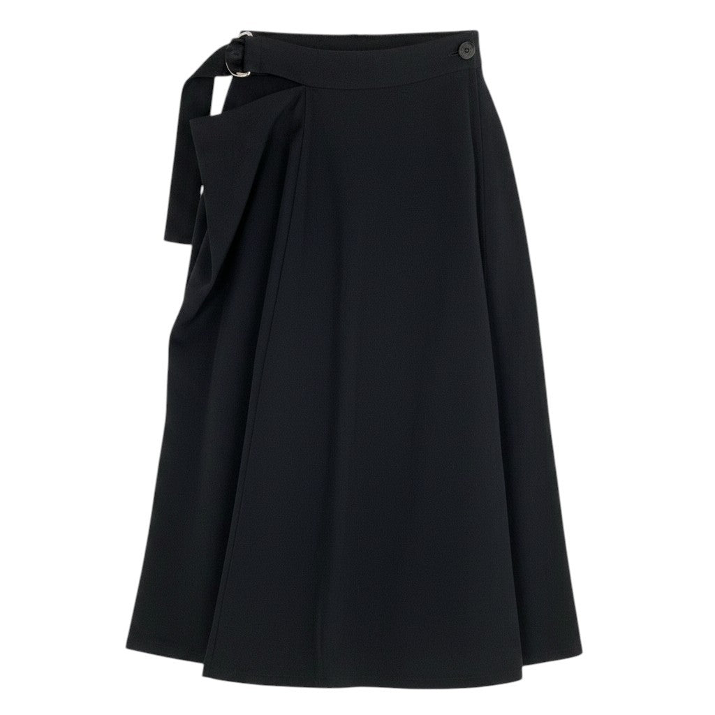 Ae25 Y's YOHJI YAMAMOTO ワイズ ヨウジヤマモト ベルテッドスカート ギャバジン サイズ3 ブラック ウール レーヨン レディース 女性服ta1