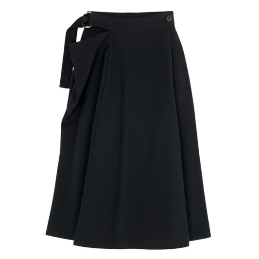 Ae25 Y's YOHJI YAMAMOTO ワイズ ヨウジヤマモト ベルテッドスカート ギャバジン サイズ3 ブラック ウール レーヨン レディース 女性服ta1