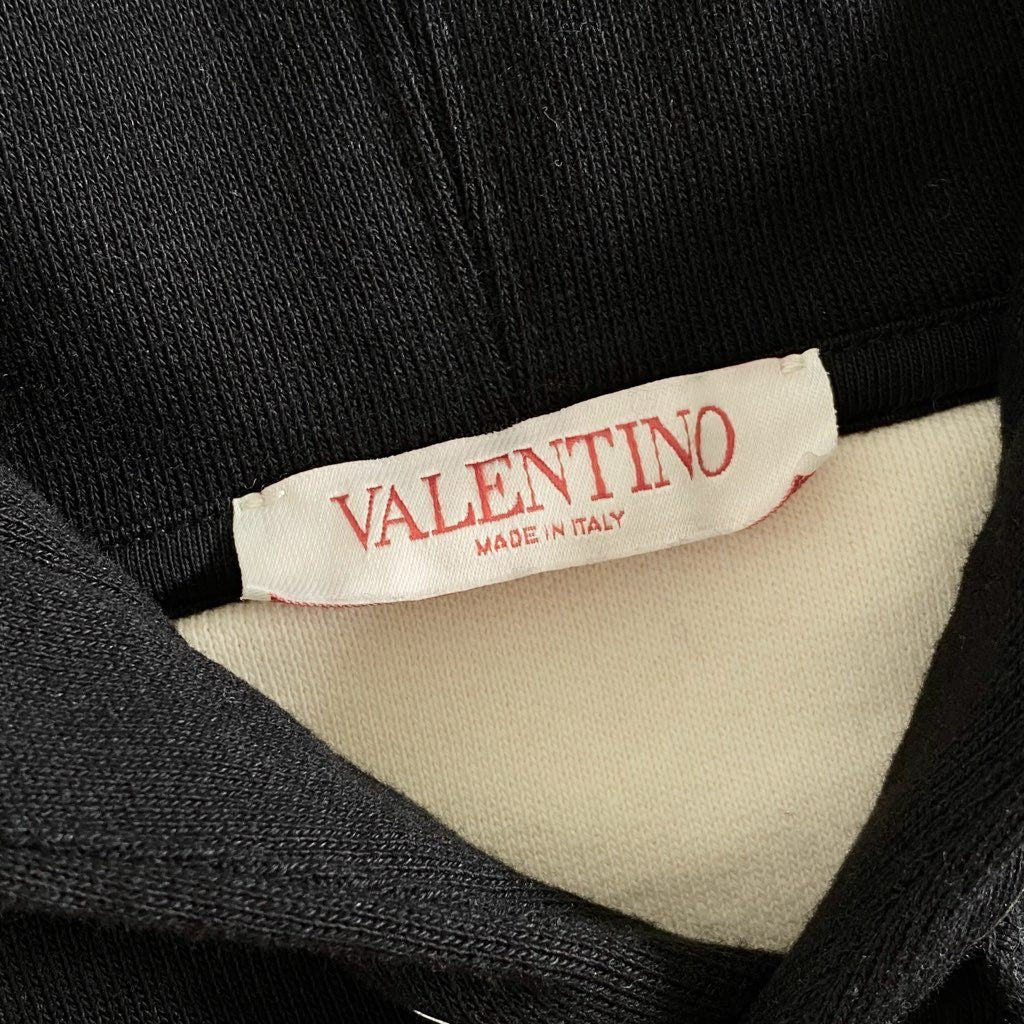 39i13 【美品】VALENTINO ヴァレンティノ VLTNエンブロイダリー ツートーン オーバーシャツ オーバーサイズ パーカー 裏起毛 サイズL メンズ 男性用