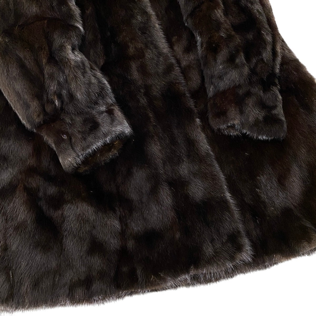 92h8 デミバフミンク ロングファーコート ハイネック サイズ13 茶系 本毛皮 Mink Fur Long Coatt18r