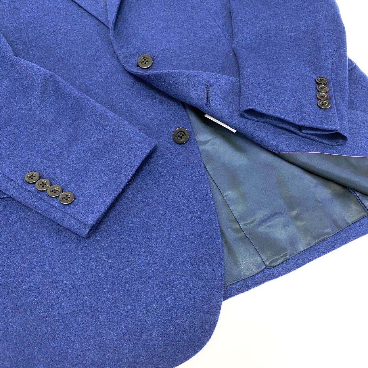 66l1 《美品》 mila schon ミラショーン カシミヤジャケット テーラードジャケット 2B メンズ 紳士服 ブルー カシミア100％u02t