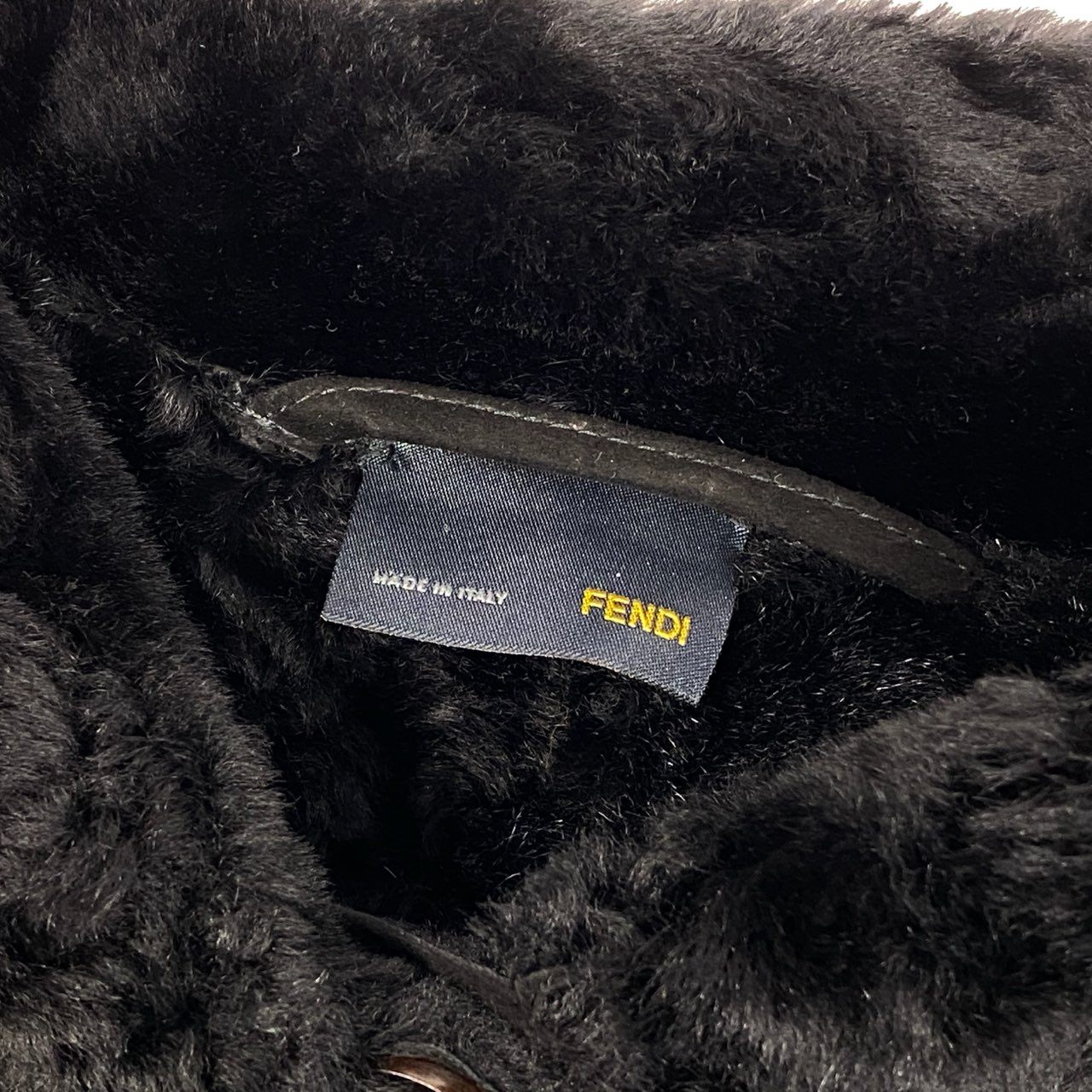 20a13 FENDI フェンディ ムートンコート レザーコート イタリア製 Mouton Leather Long Coat レディース 女性用 ブラックt18r