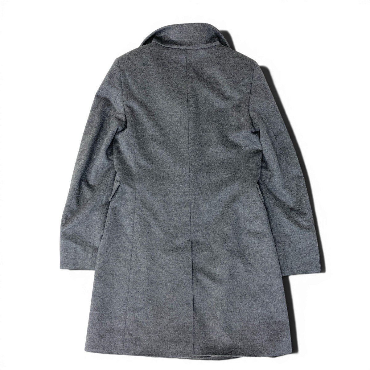 17g16【美品】 MaxMara STUDIO マックスマーラ ステュディオ スタンドカラーコート ロングコート 比翼ボタン サイズ42 グレー レディース 女性用u02t