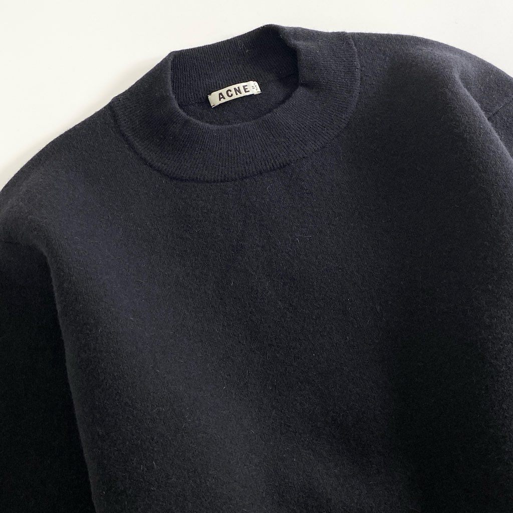 41e4 Acne Studios アクネ ストゥディオズ MISTY ウールジップスウェット XS ブラック ニットトップ セーター サイドスリット