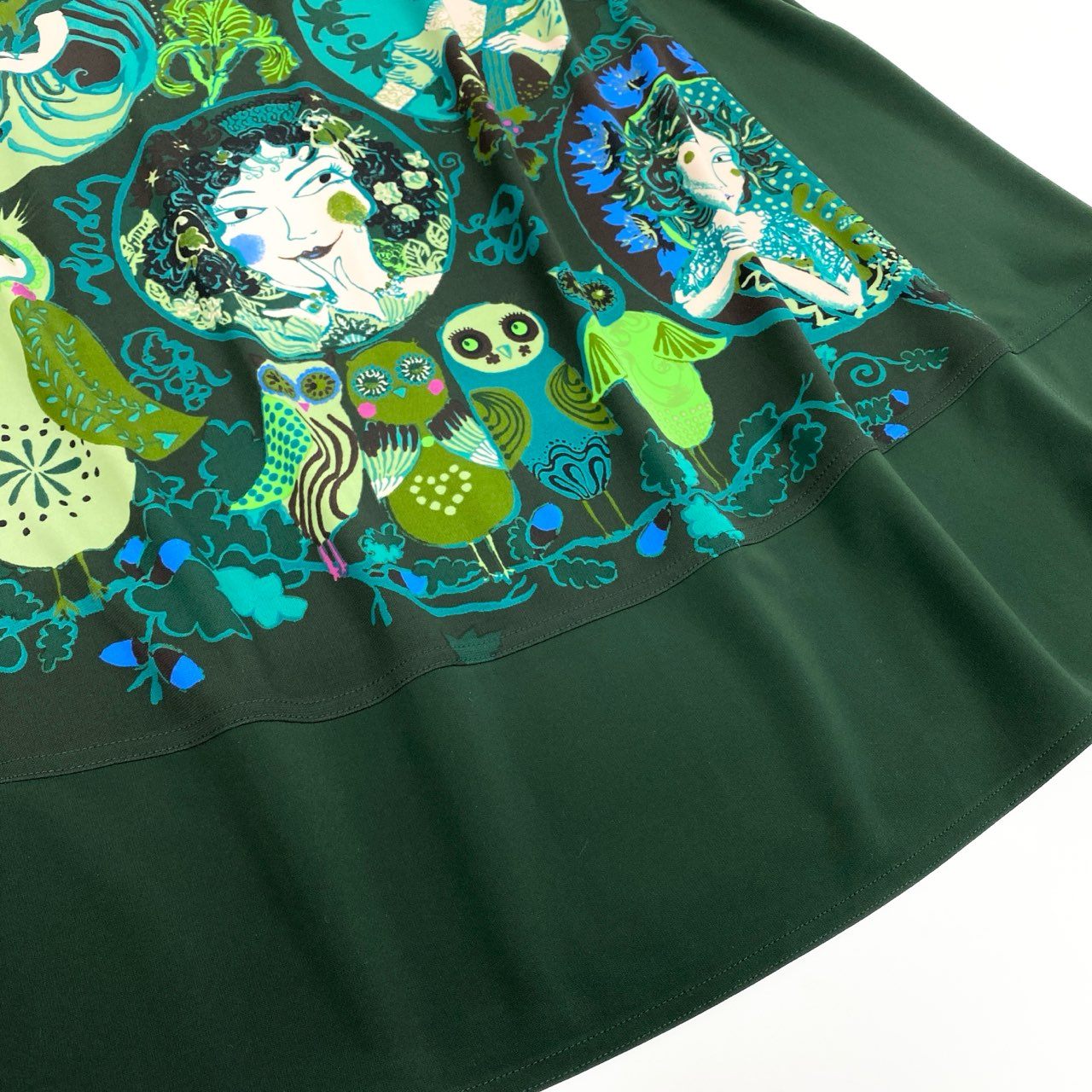 68a23 TOKUKO 1er VOL トクコプルミエヴォル ノースリーブワンピース ロングワンピース Aライン ストレッチ素材 9 グリーン レディース 女性用u02t