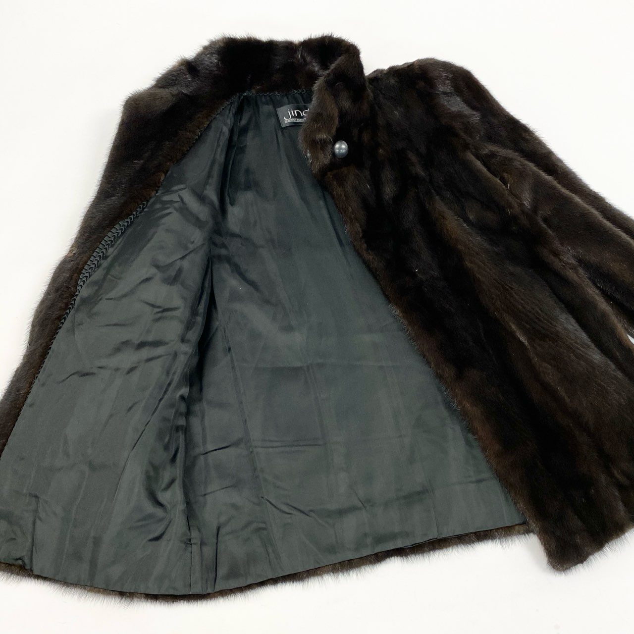 33l14 jindo マホガニーミンク ロングコート サイズ16号 ブラウン 本毛皮 MINK FUR ポケット有 毛質◎t18r