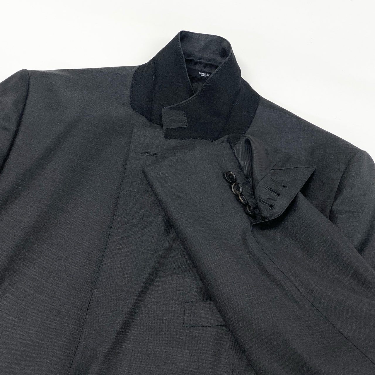 2l14 《美品》 Masaki Paris マサキ パリ 3ピース スーツ セットアップ L相当 ブラック フランス製 DORMEUIL AMADEUS 365