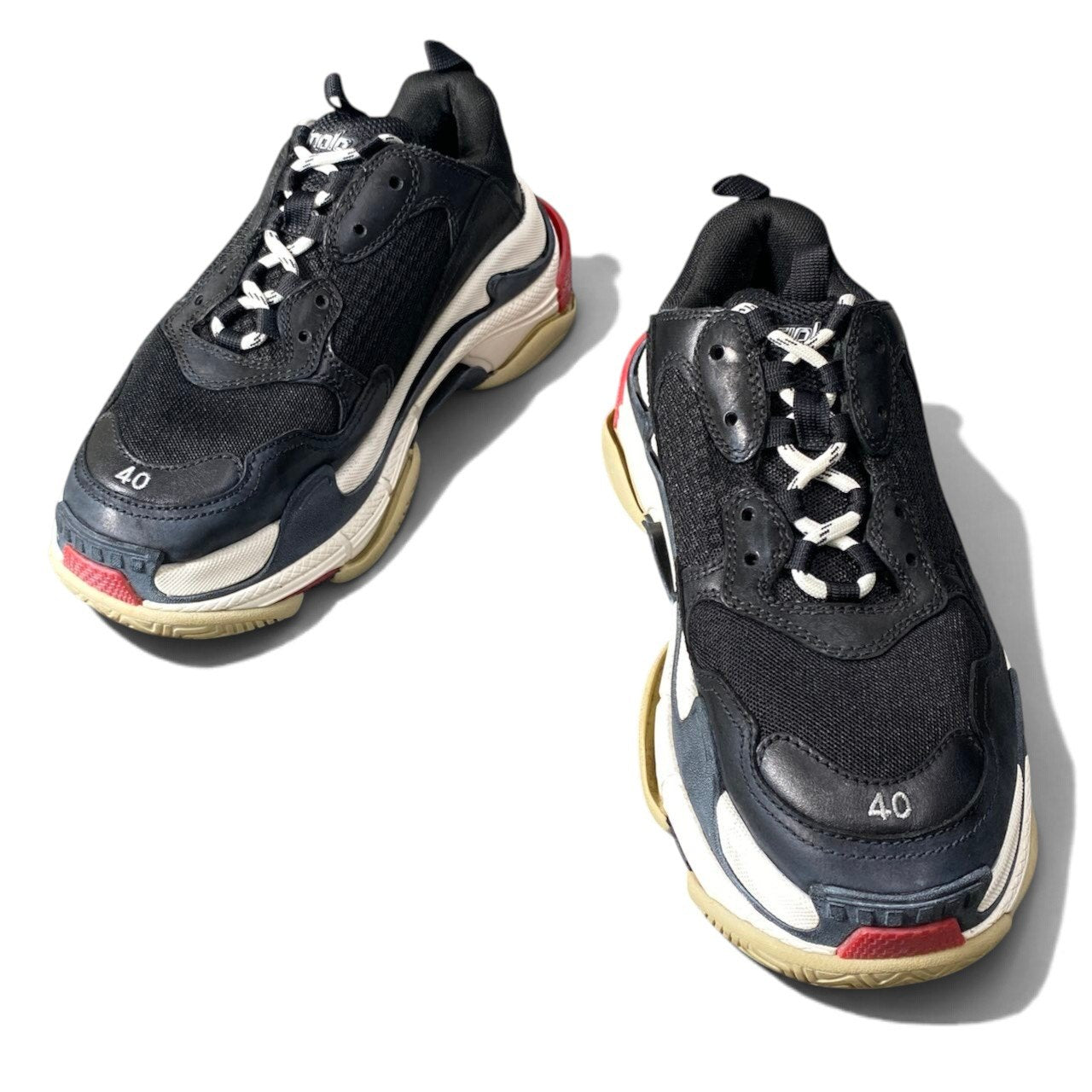 1h20 BALENCIAGA バレンシアガ Triple S スニーカー パネルデザイン 26.5cm ブラック メンズ 男性用t18r