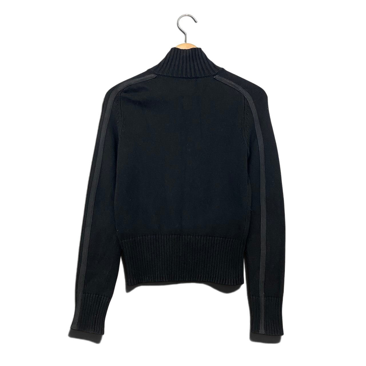 45h16 ARMANI EXCHANGE アルマーニエクスチェンジ ロングスリーブ ニットジャケット リブネック  サイズM ブラック レディース 女性用o07t