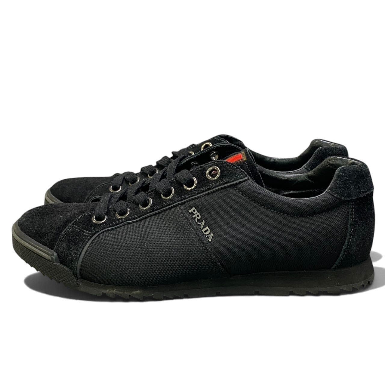 1h29 PRADA SPORTS プラダスポーツ サイドメタルロゴ スニーカー サイズ7 ブラック シューズ Metal Logo Sneakerst18r