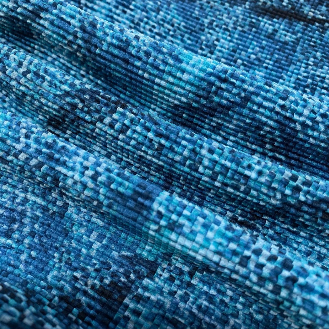 Aa16 ISSEY MIYAKE ME ミー イッセイミヤケ プリーツ素材 総柄 半袖カットソー トップス  ブルー系 レディース プリーツプリーズk02i