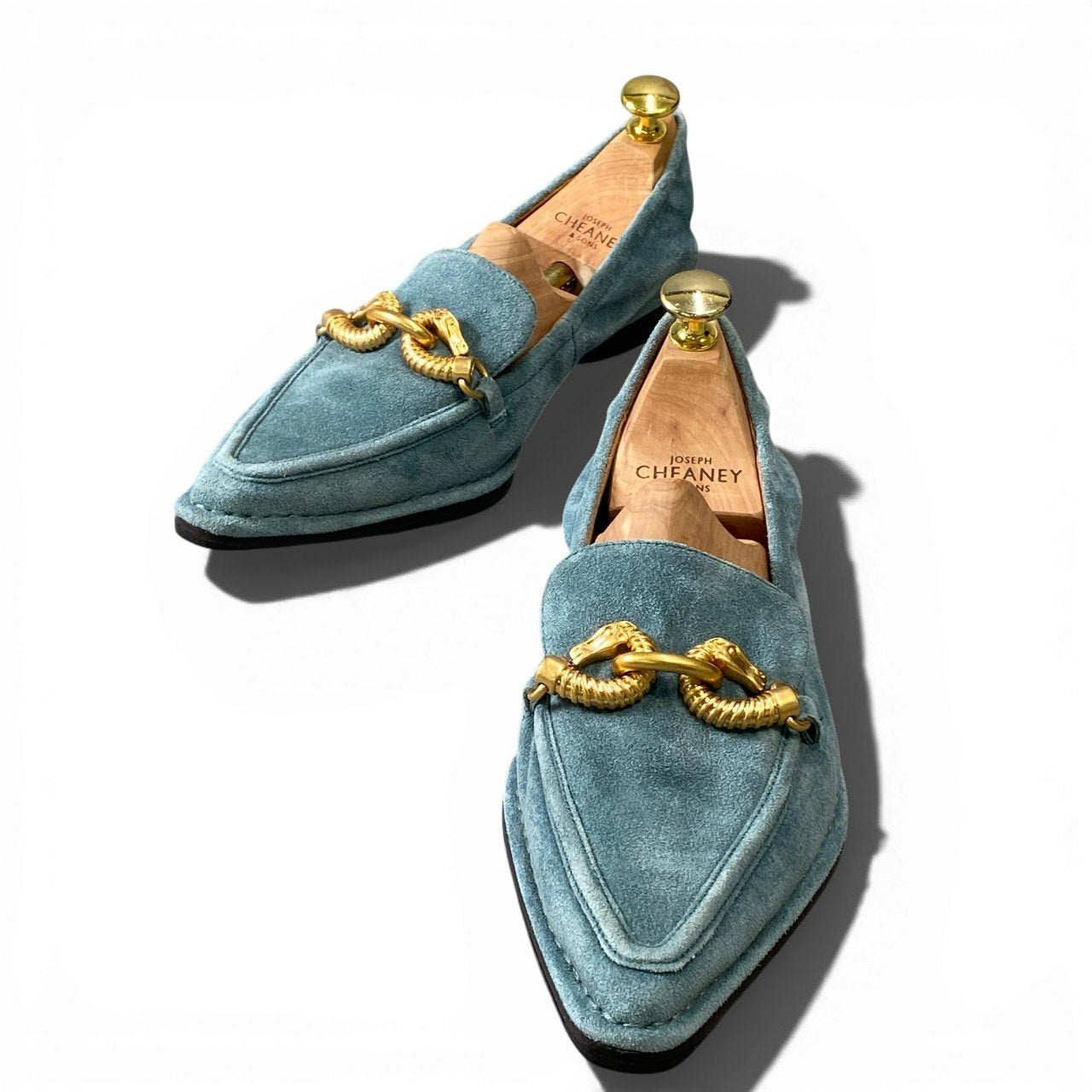 1a6 TORY BURCH トリーバーチ ローファー パンプス フラットシューズ スウェード 8Mサイズ ブルー系 レザー レディースk02i