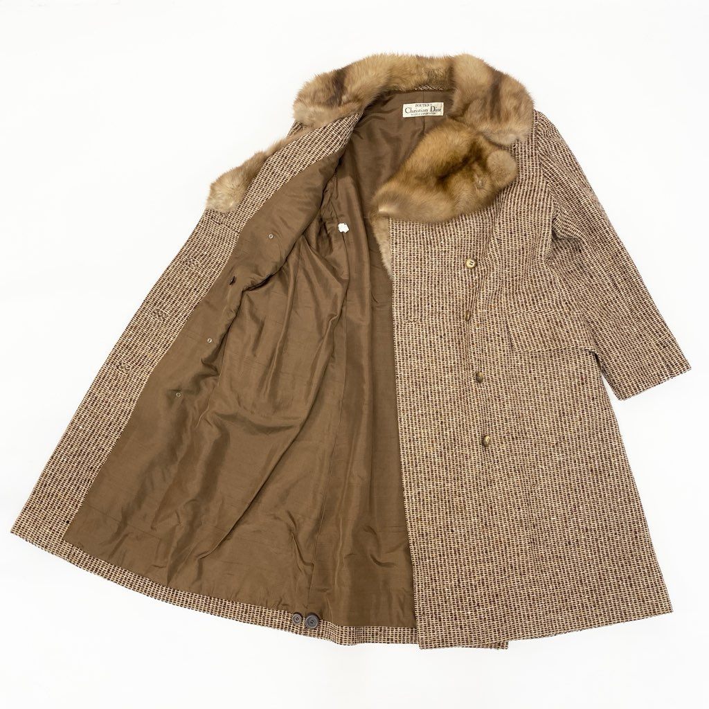3l27 Christian Dior クリスチャンディオール セーブルファー ヴィンテージ ロングコート 茶系 最高級本毛皮 MINK FUR Vintaget18r