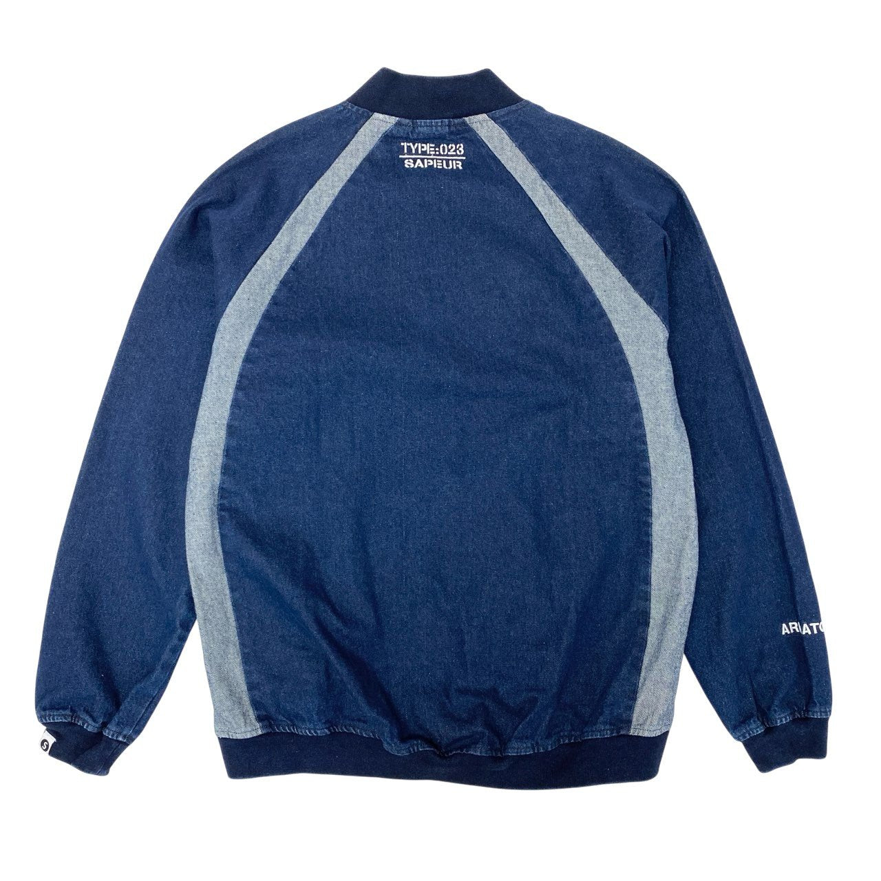 15Ⅼ1【美品】SUPEur サプール デニムトラックジャケット ジップアップジャケット コーチジャケット アウター XLサイズ インディゴ メンズo07t