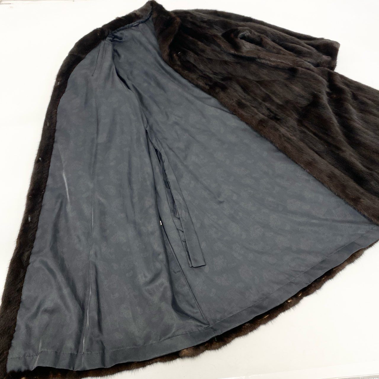 32k27 マホガニーミンク 着丈107cm 超ロングコート サイズ13号 ダークブラウン 本毛皮 MINK FUR リアルファー 艶◎ 毛並み◎t18r