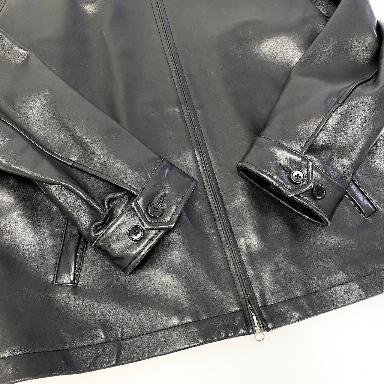 26e11 《美品》 NAUTICA ノーティカ レザージャケット サイズM / L相当 ブラック 本革 Leather Jackett18r