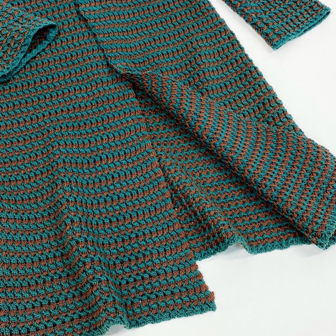 d12 【アーカイブ】PRADA プラダ 2005SS サマーニットコート クロシェトリム カーディガン サイズ40 グリーン レディースk02i