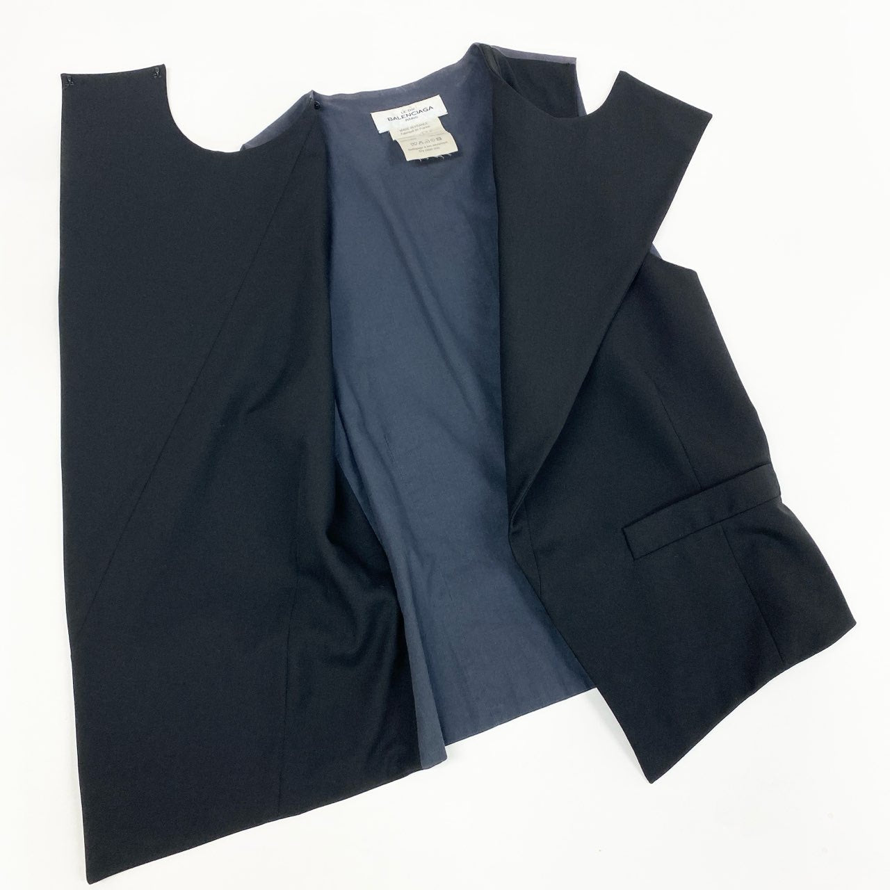 6b12 BALENCIAGA バレンシアガ 変形ジレベスト ノースリーブカットソー 36サイズ ブラック ウール100％ レディース 女性用u02t