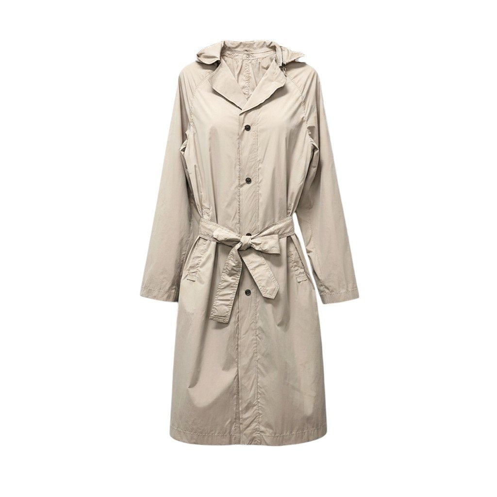 12f17 LANVIN ランバン 2way スプリングコート ロングコート 伸縮ストレッチ 薄手 サイズ46 グレージュ メンズ 紳士服u02t