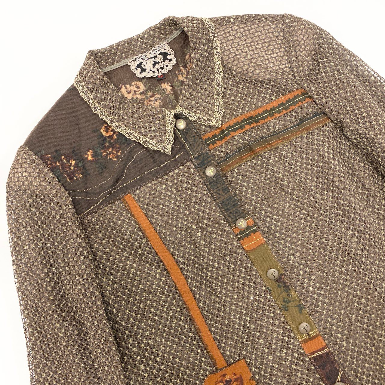 11k28《美品》 import rossa インポートロッサ セットアップ 花柄 ジャケット スカート 42 ブラウン レディースu02t