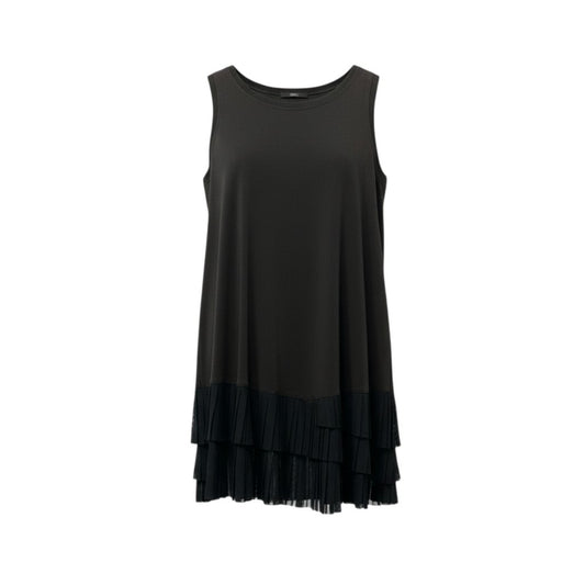 87c6 TOKUKO 1er VOL トクコプルミエヴォル ノースリーブワンピース 膝丈 裾プリーツ レディース 女性服 日本製 サイズ9 ブラックu02t