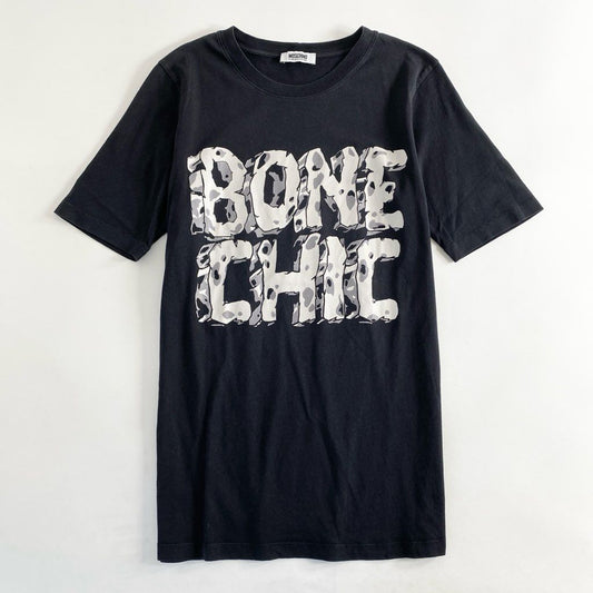 19c24 MOSCHINO CHEAPANDCHIC モスキーノ チープアンドシック BONE CHIC プリントTシャツ 38 ブラック TEE カットソー 夏